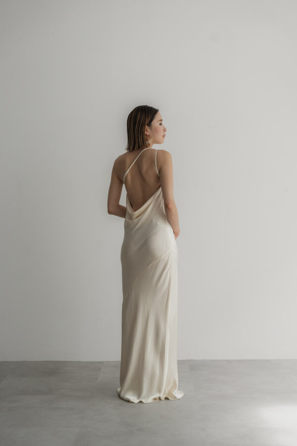 LA LUNE ONE SHOULDER COWL BACK MAXI DRESS