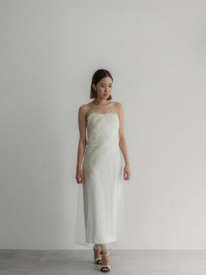 FEATHER TRIM DRESS