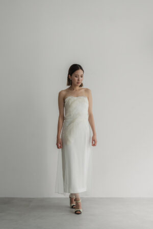 FEATHER TRIM DRESS