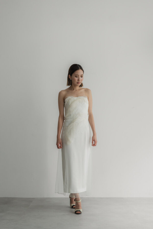 FEATHER TRIM DRESS