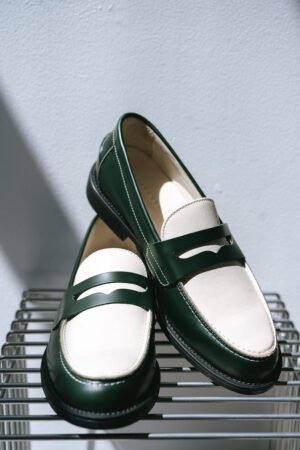 Wilde Green + White Penny Loafer