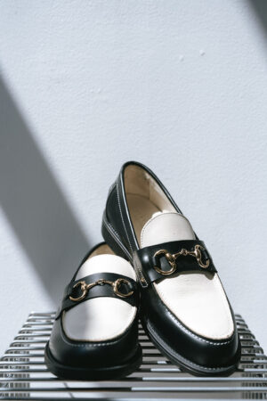 Wilde Black + White Penny Bit Loafer